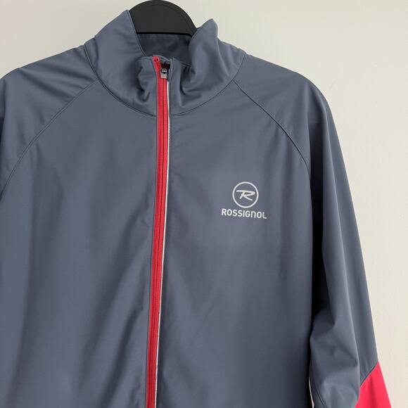 Rossignol Jacket Mens Large Gray Red Soft Shell Hike Ski Running Full Zip - Picture 3 of 15
